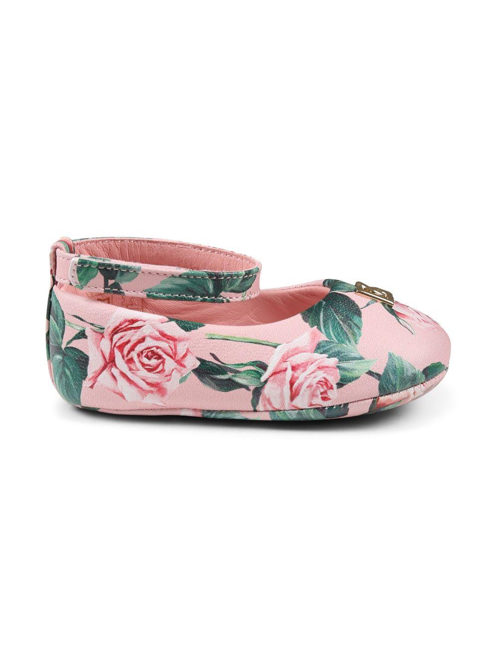 Ballerine con stampa per neonata Dolce & Gabbana Kids rosa con suola piatta DK0065 AD471 HF5IZ DOLCE & GABBANA KIDS