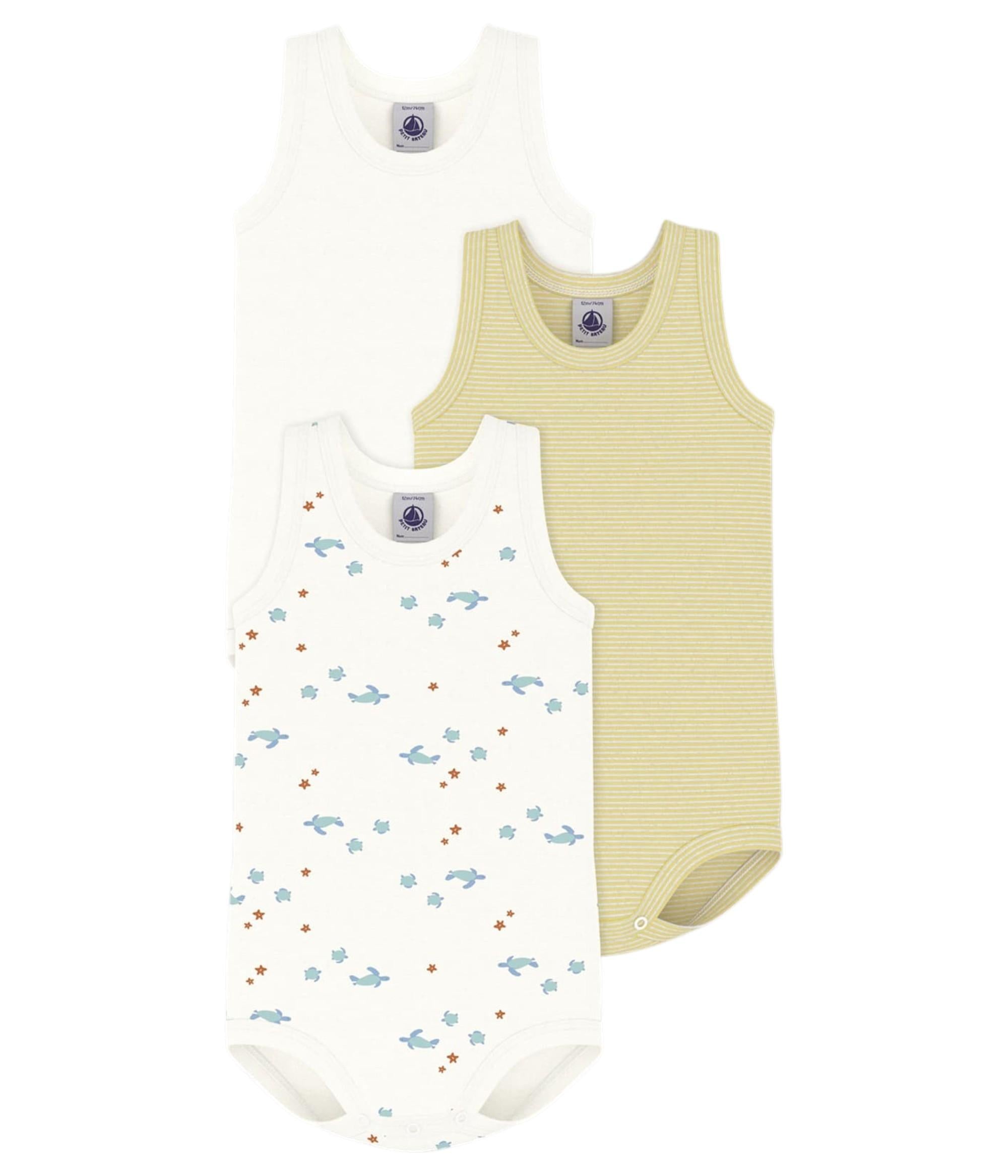 Set di tre tutine per neonati Petit Bateau multicolore a fantasie diverse A0FSM 00 PETIT BATEAU
