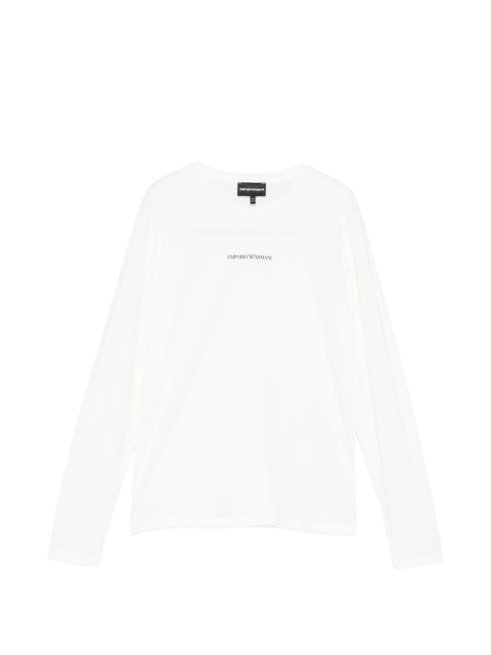 T-shirt per bambino Emporio Armani Kids bianca con dettaglio logo EB000420 AF15013 M0135 EMPORIO ARMANI KIDS