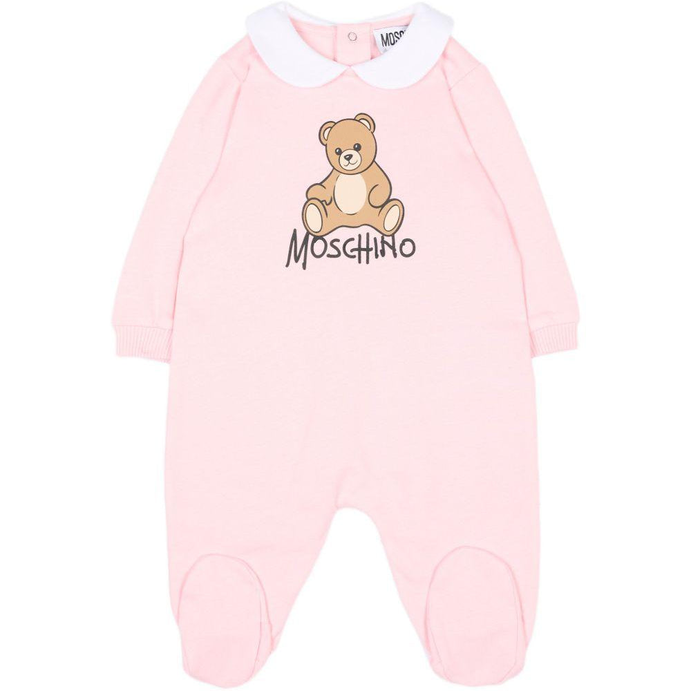 Tutina per neonato Moschino Kids rosa con dettaglio Teddy Bear M5Y037LCA40 50209 MOSCHINO KIDS