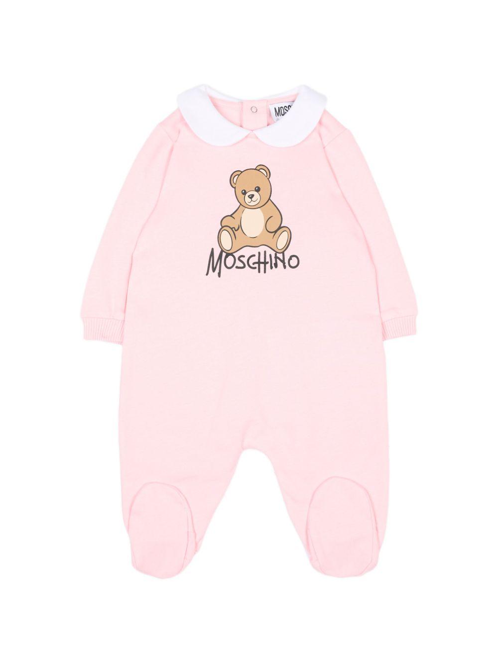 Tutina per neonato Moschino Kids rosa con dettaglio Teddy Bear M5Y037LCA40 50209 MOSCHINO KIDS