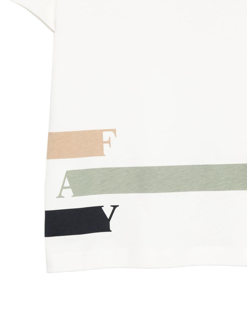 T-shirt per bambino Fay Kids bianca con dettaglio logo colorato FY8P71 Z3708 101VE FAY KIDS