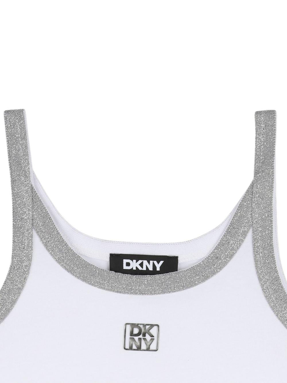 Canotta per bambina Dkny Kids bianca con dettaglio a contrasto D62613 10P DKNY KIDS