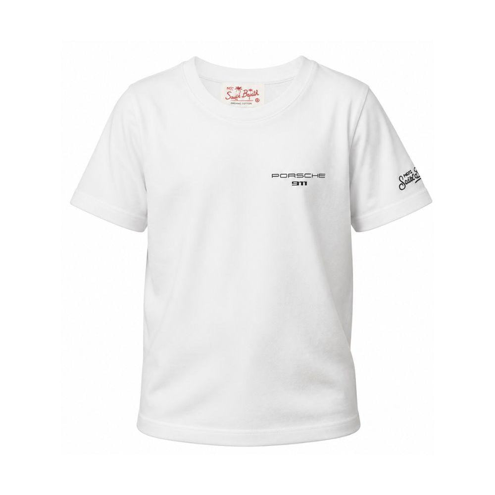 T-shirt per bambino MC2 Saint Barth Kids x Porsche bianca con stampa grafica Porsche PRL0001 00752L MC2 ST. BARTH KIDS
