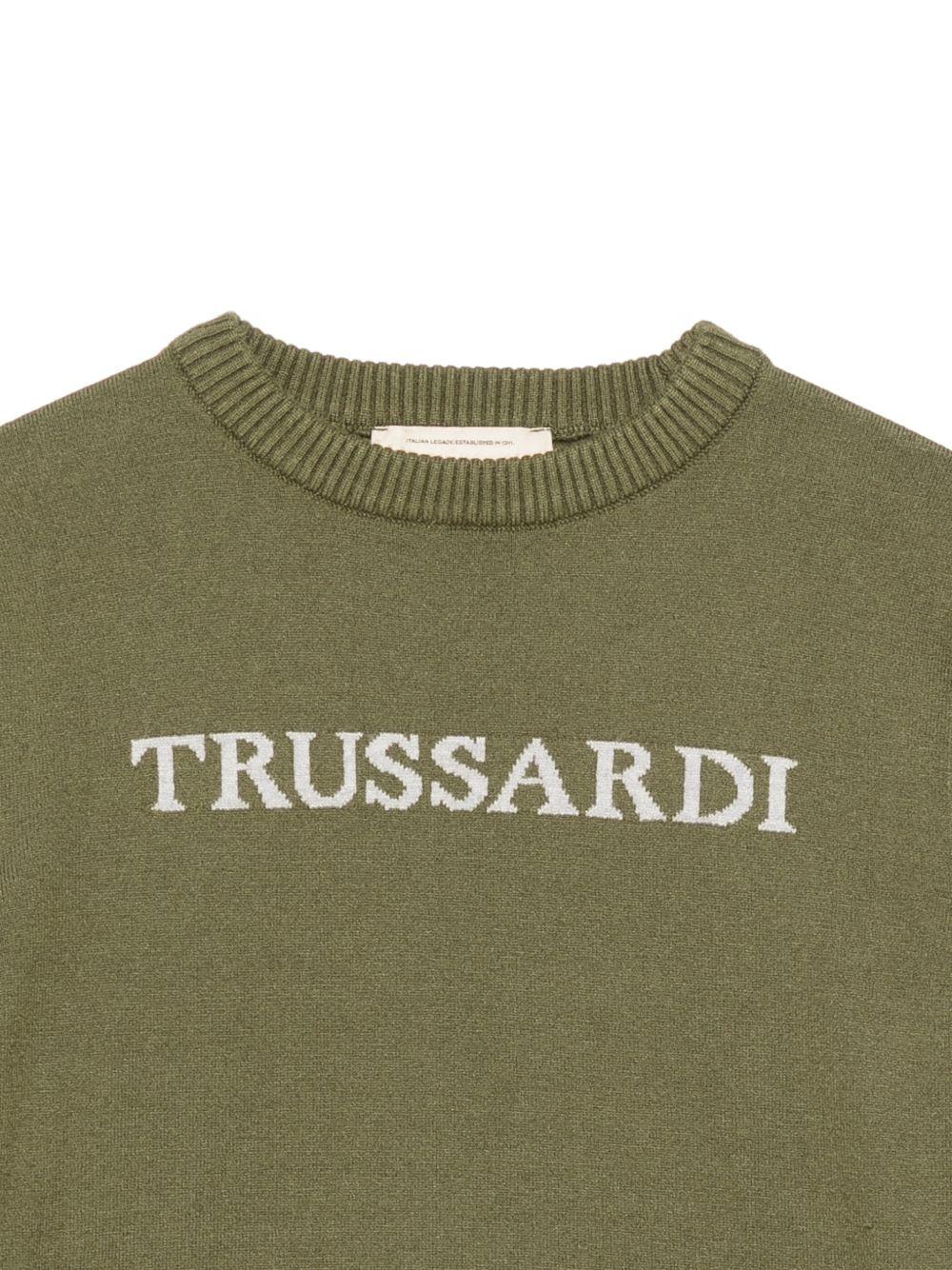 Maglione per bambino Trussardi Kids verde con ricamo logo TBA26021MA CYPRESS TRUSSARDI KIDS