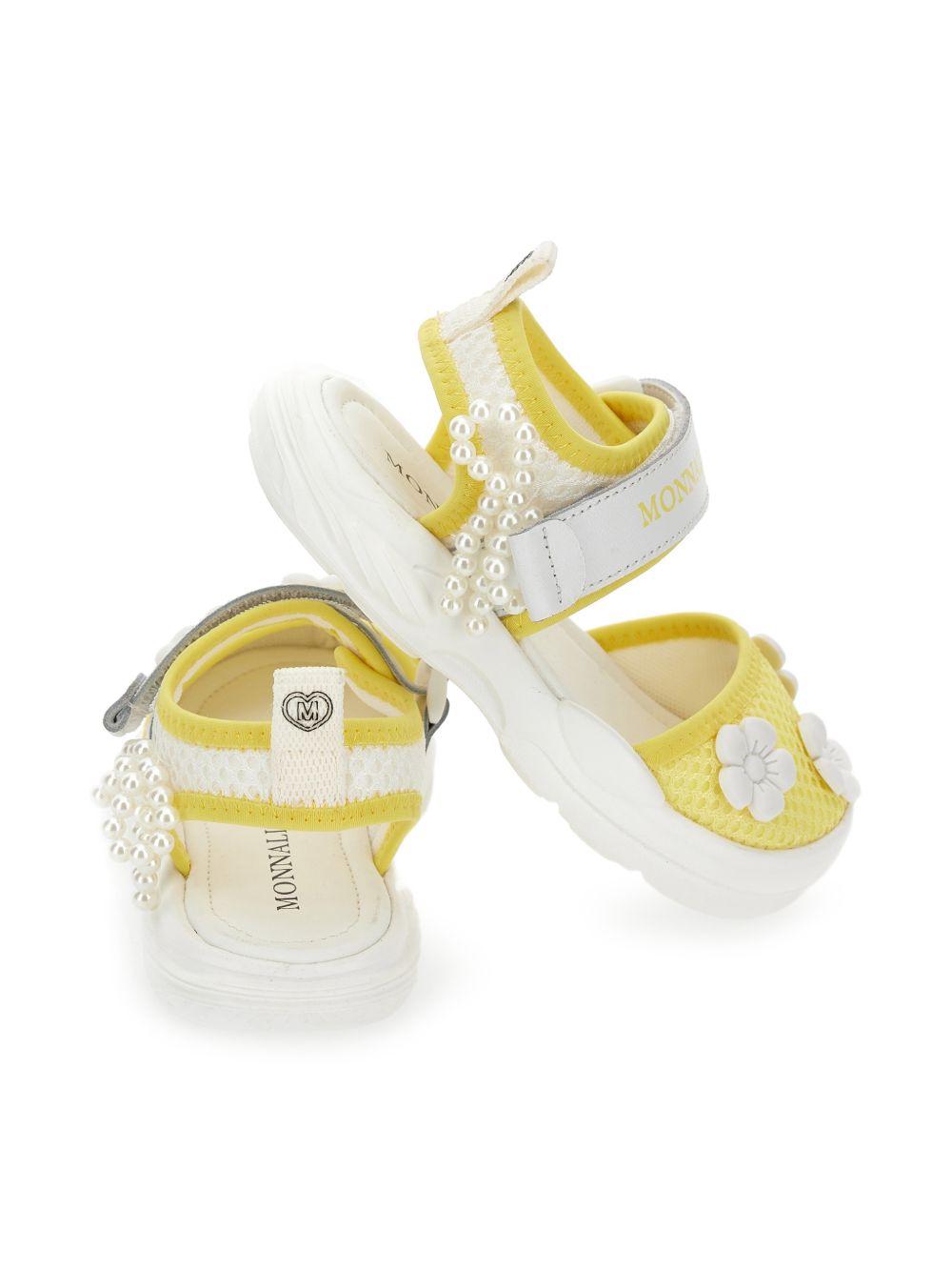 Sandali per bambina Monnalisa gialli con applicazione con fiori 8CG005 7703 9914 MONNALISA KIDS