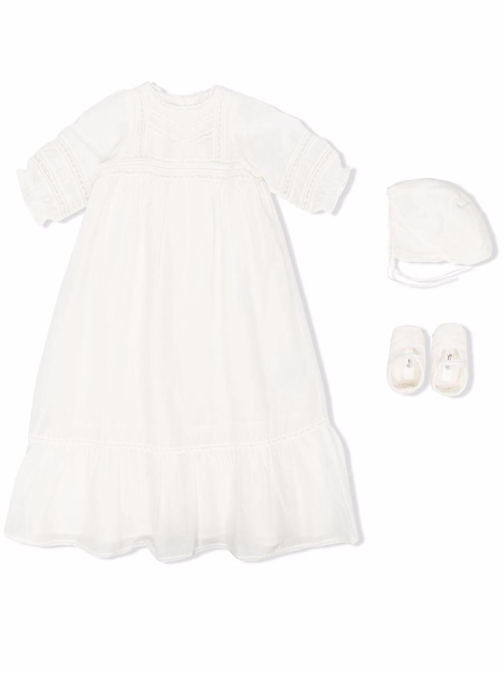 Abito battesimale per neonata Bonpoint bianco con cuffia e scarpine PEPARFUM 002 BONPOINT