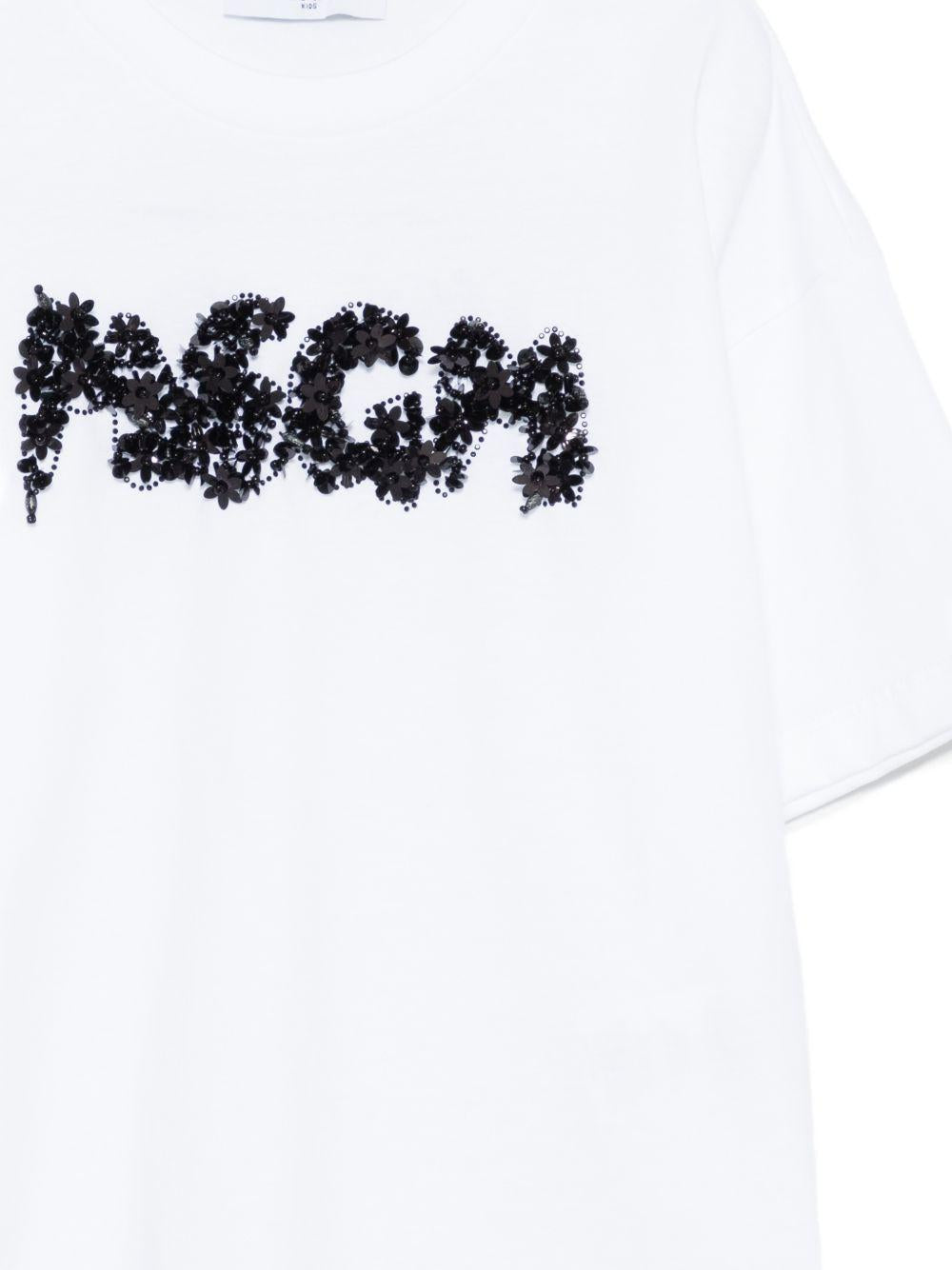 T-shirt per bambina MSGM Kids bianca con applicazione logo S6MSJGTH087 001 MSGM KIDS