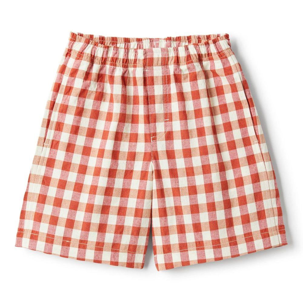 Pantaloncini a quadri per bambino Il Gufo rosso con spacchi tasca P25PB180C3162 367 IL GUFO
