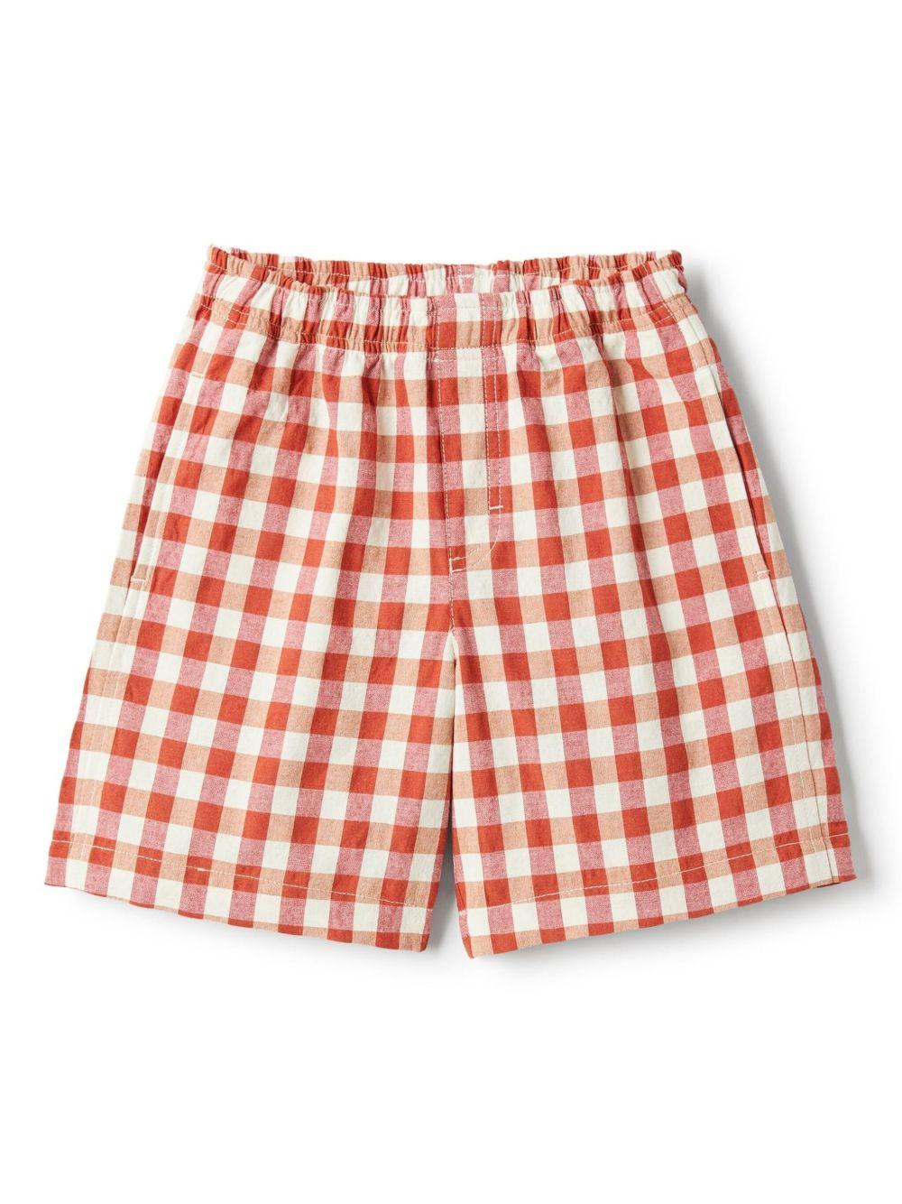 Pantaloncini a quadri per bambino Il Gufo rosso con spacchi tasca P25PB180C3162 367 IL GUFO