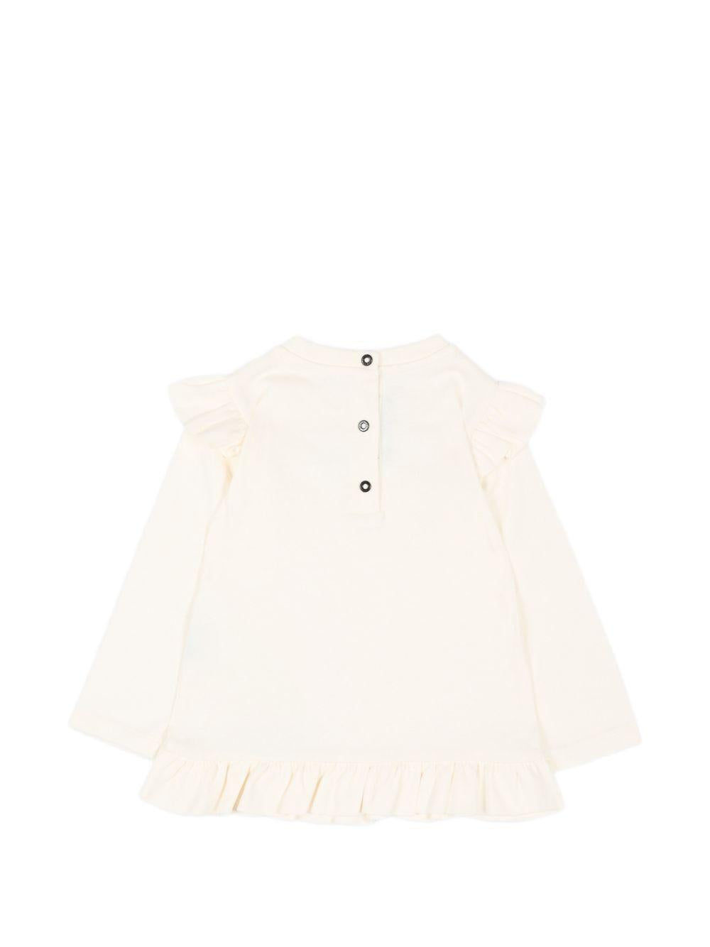 T-shirt per neonata Balmain Kids bianca con dettagli con volant BZ8010 Z3672 102NE BALMAIN KIDS