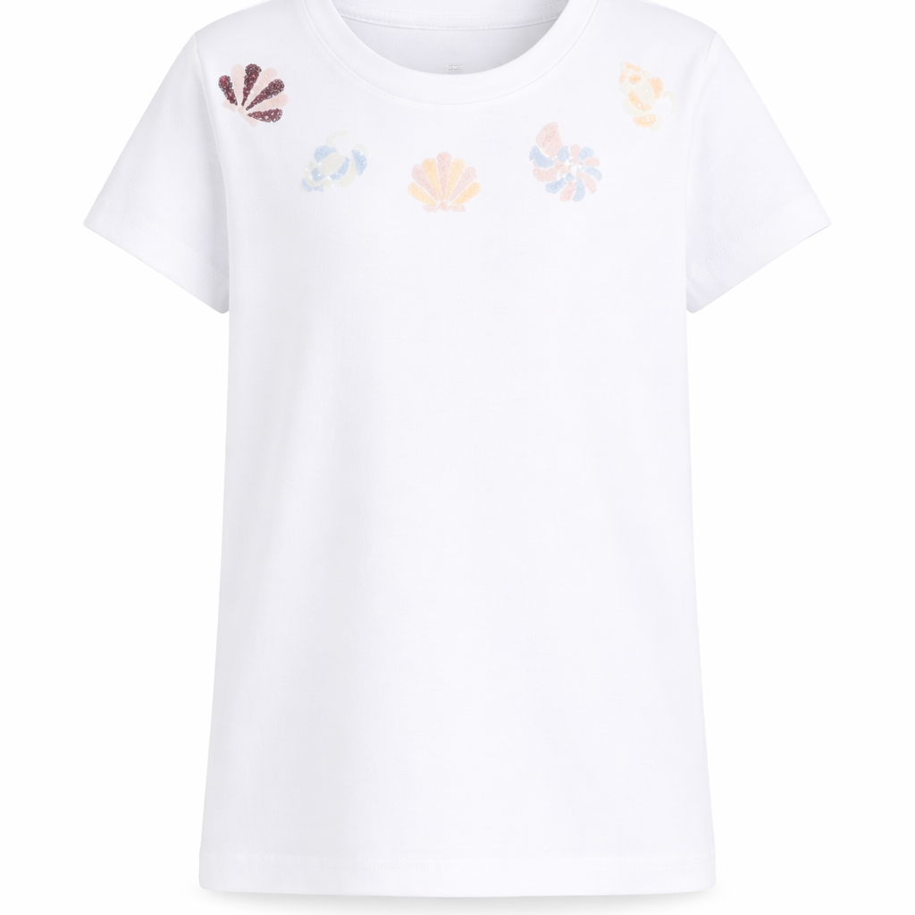 T-shirt per bambina Molo bianca con dettagli in paillettes 2S26A217 5636 MOLO KIDS