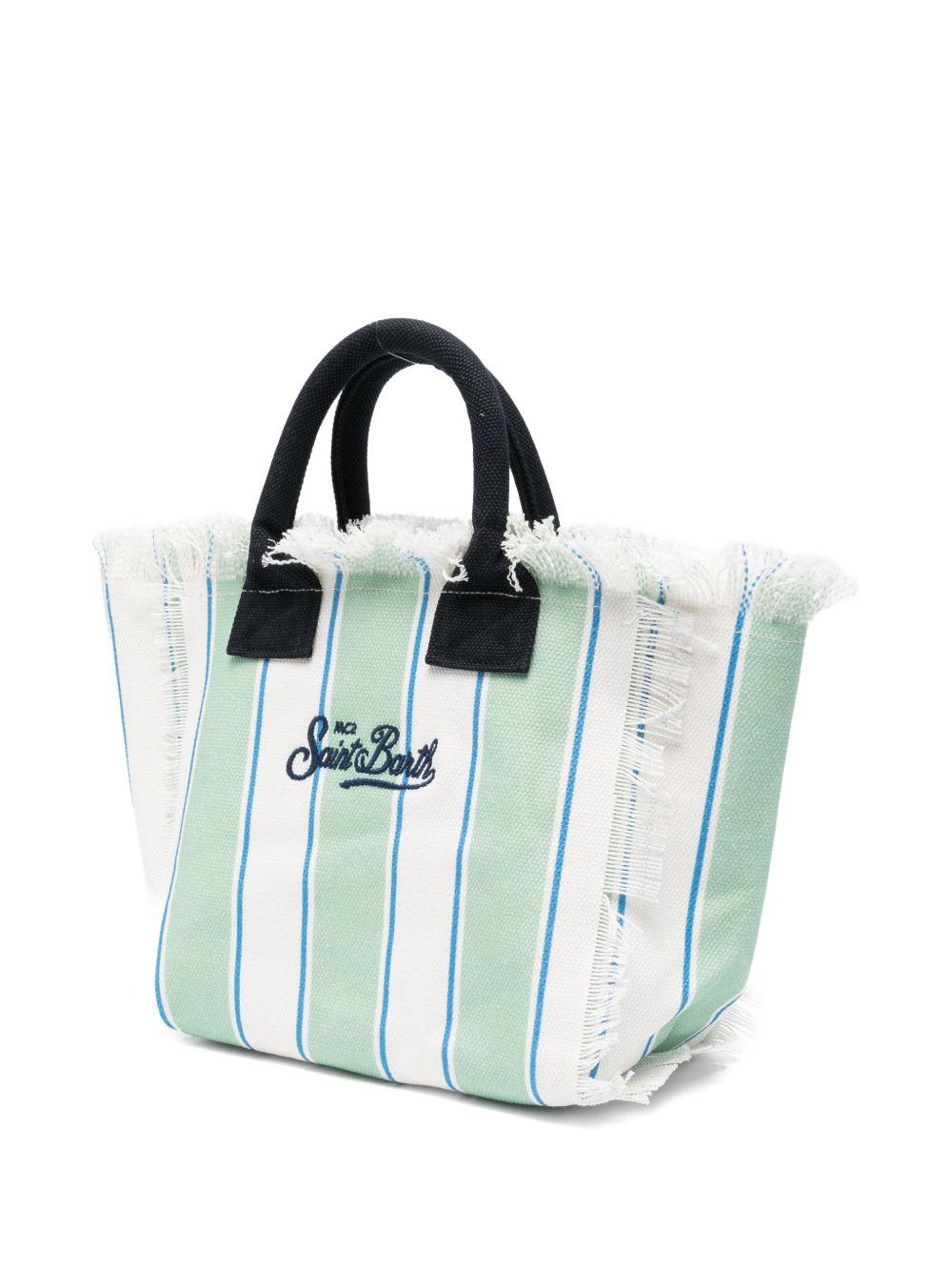Borsa Colette MC2 Saint Barth bianca e verde con motivo a righe COL0001 00937L MC2 ST. BARTH KIDS