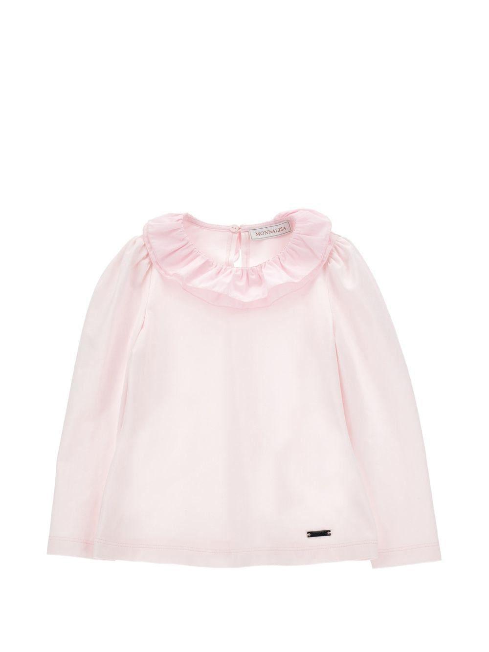 T-shirt per bambina Monnalisa Kids rosa con colletto con ruches 17H603 8201 0091 MONNALISA KIDS