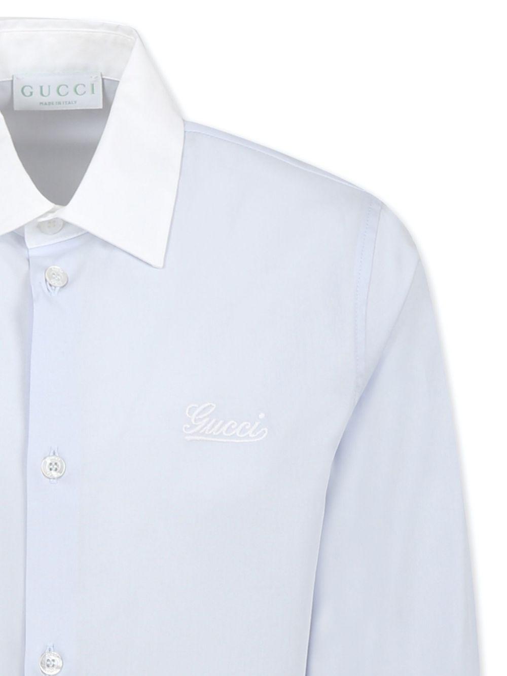 Camicia per bambino Gucci Kids azzurro con colletto a contrasto 805611 XWA3N 4052 GUCCI KIDS
