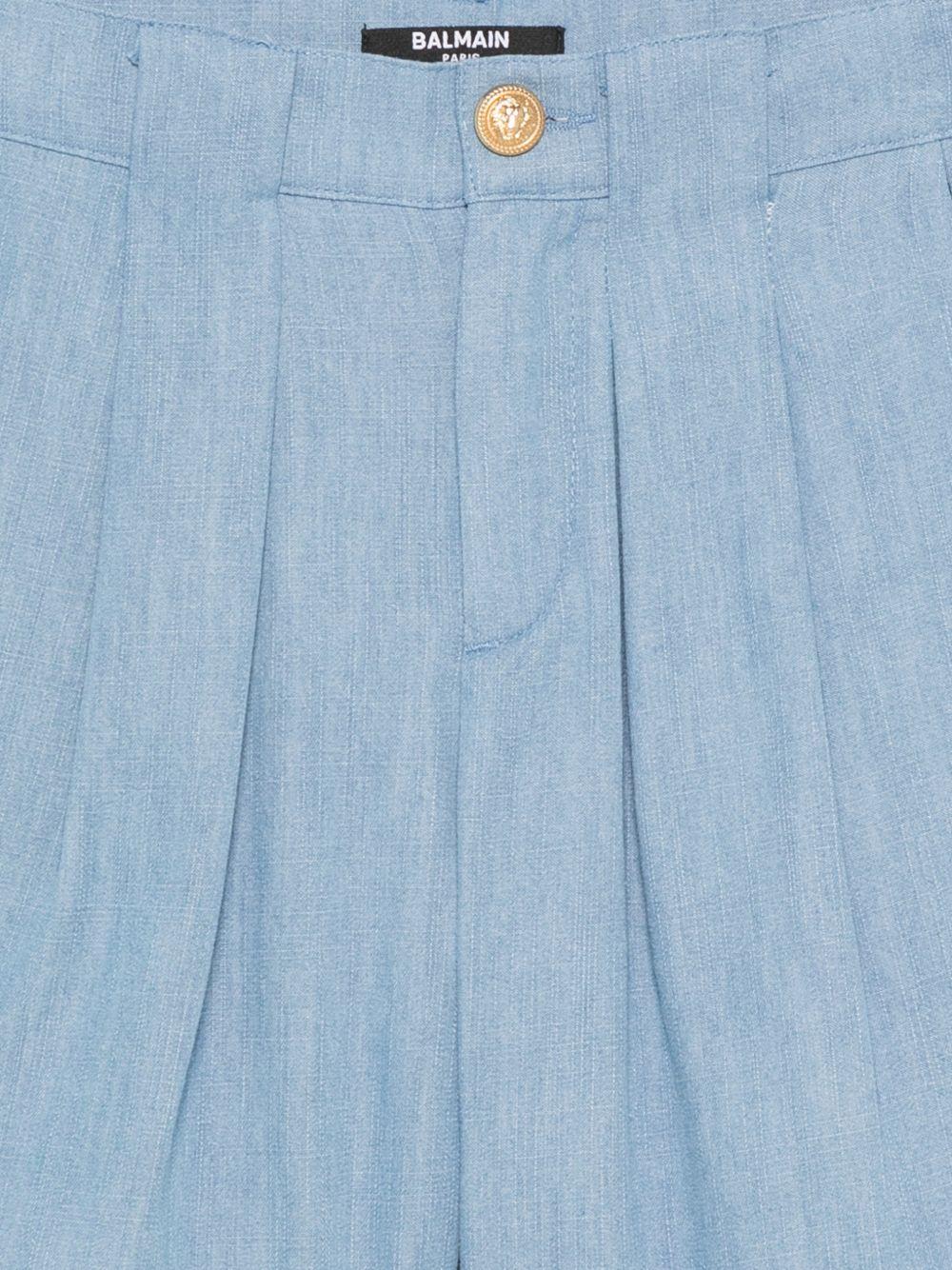 Shorts per bambino Balmain Kids azzurri con bottone color oro BY6R69 P0588 653 BALMAIN KIDS