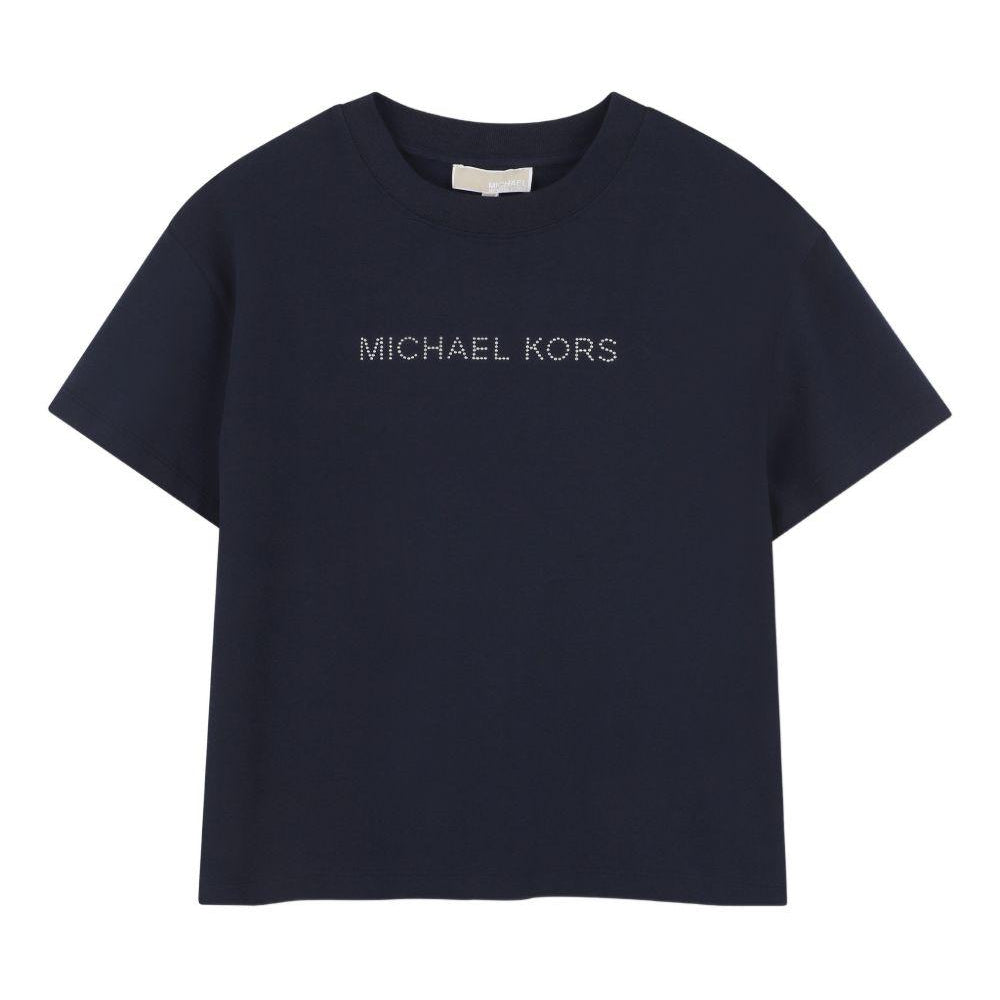 T-shirt per bambina Michael Kors Kids blu con stampa logo R30602 849 MICHAEL KORS KIDS
