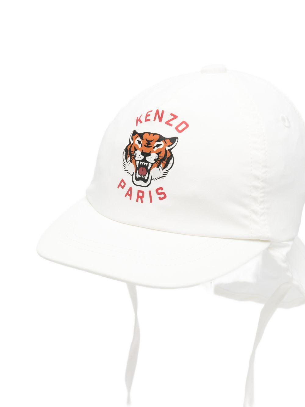 Cappello per bambino Kenzo Kids bianco con ricamo Tiger K61883 117 KENZO KIDS