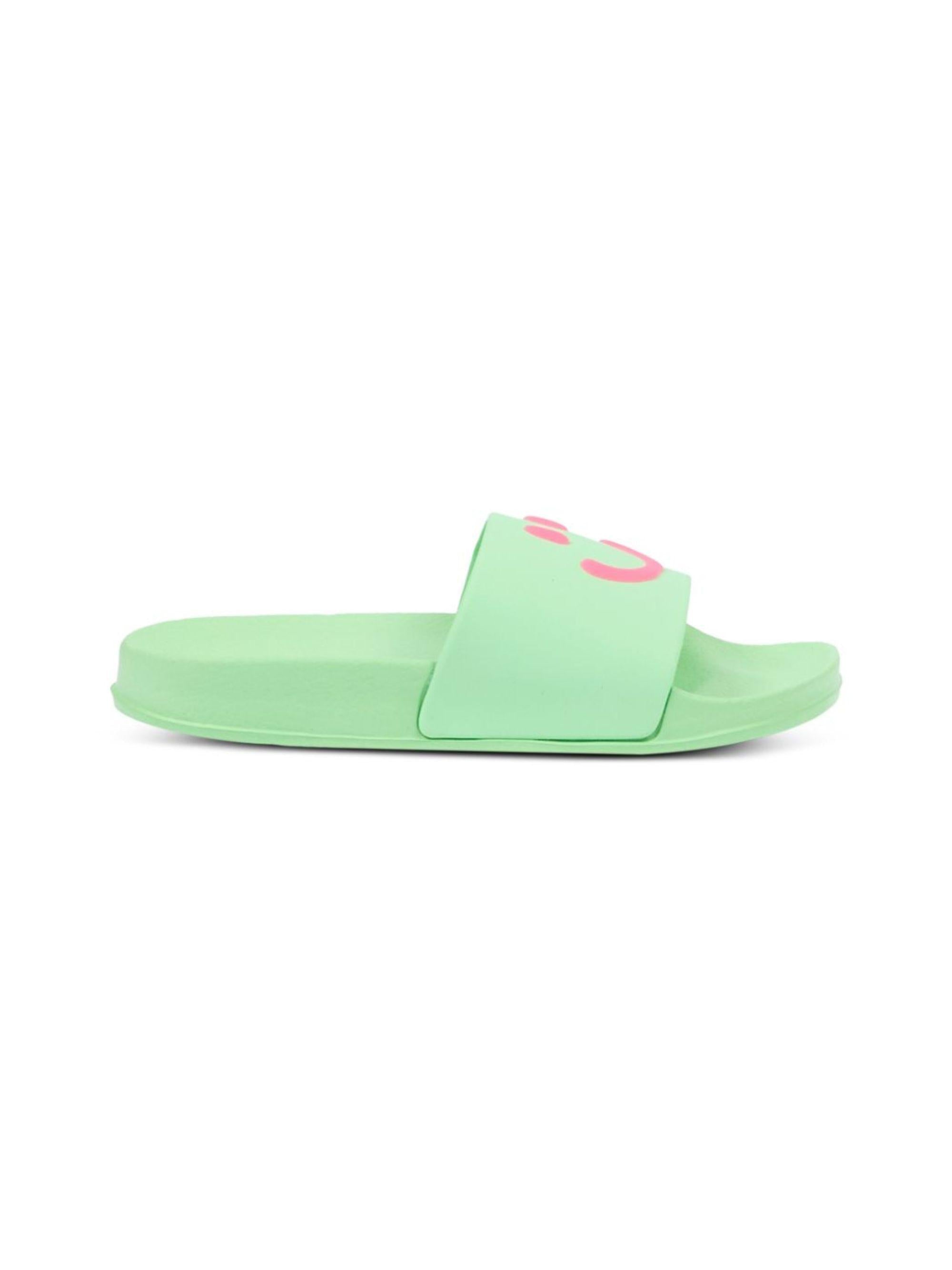 Sandali slides per bambina Molo verde con stampa smile 7S26U201 5610 MOLO KIDS