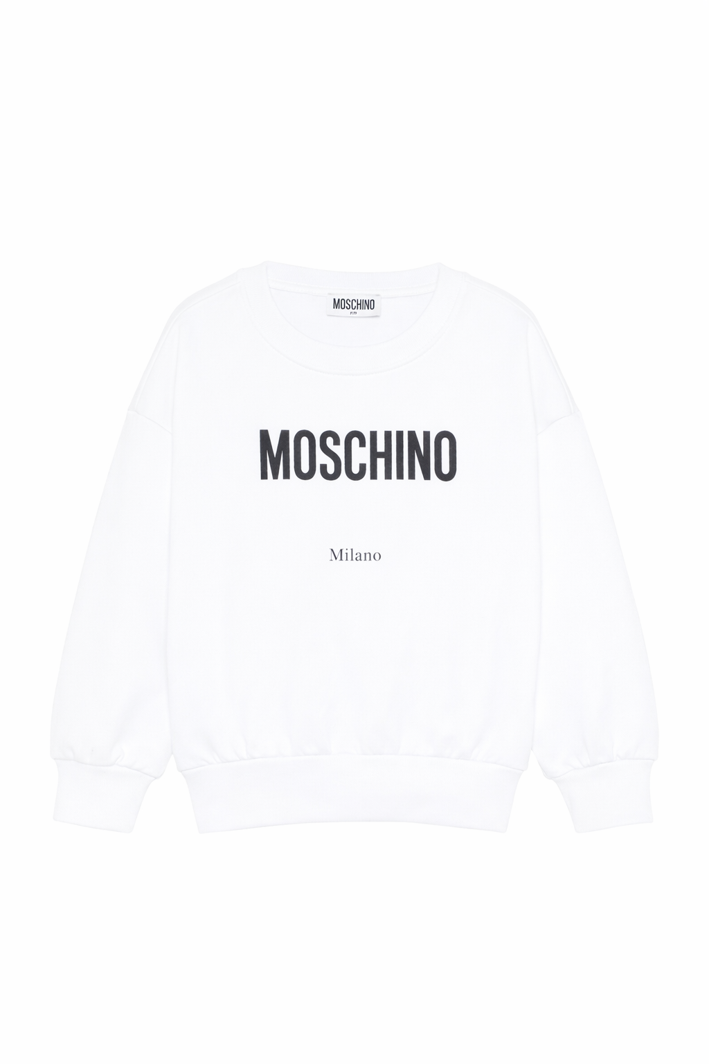 Felpa per bambino Moschino Kids bianca con logo sul davanti HUF09NLCA32 10101 MOSCHINO KIDS