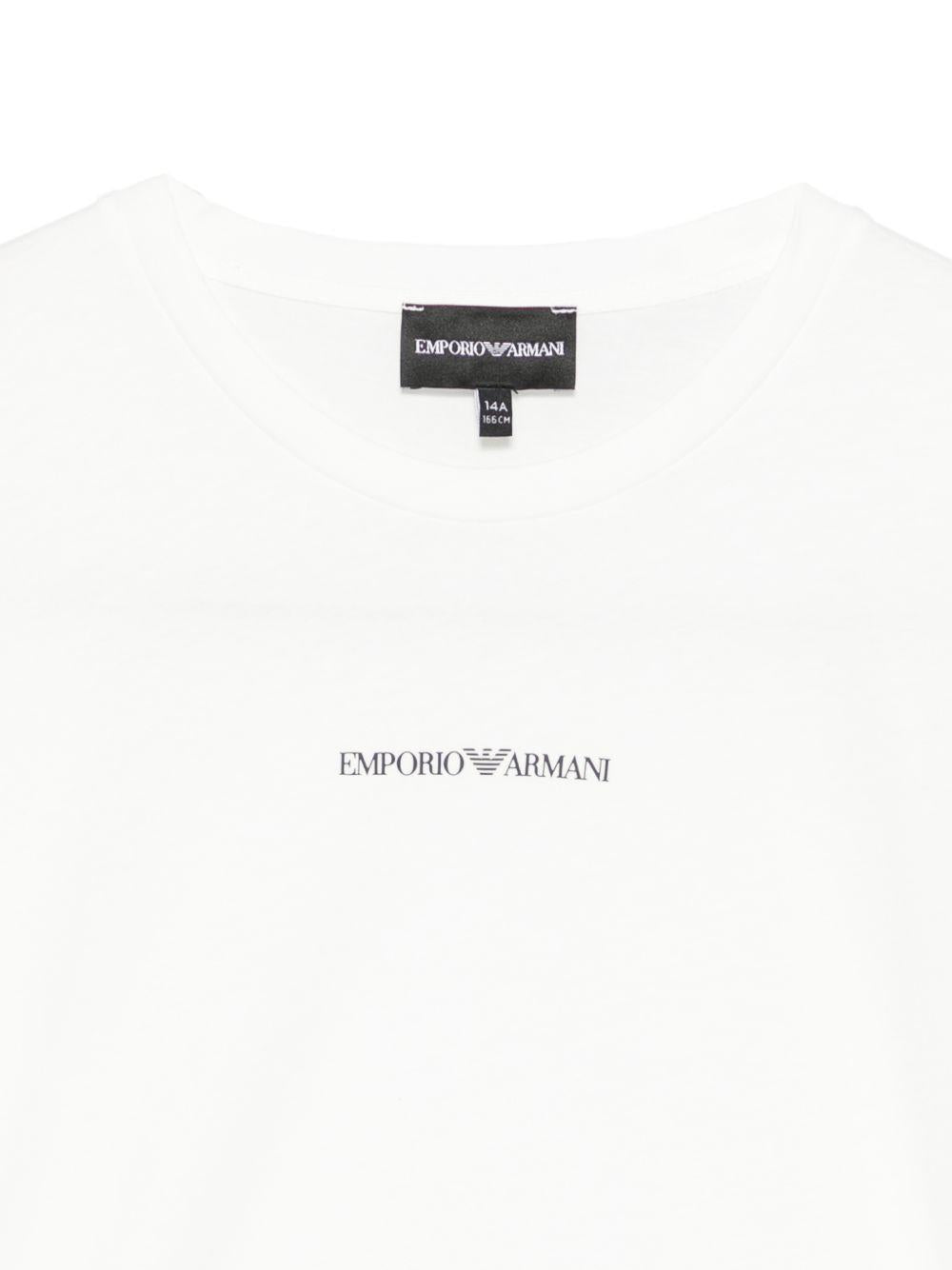 T-shirt per bambino Emporio Armani Kids bianca con dettaglio logo EB000420 AF15013 M0135 EMPORIO ARMANI KIDS