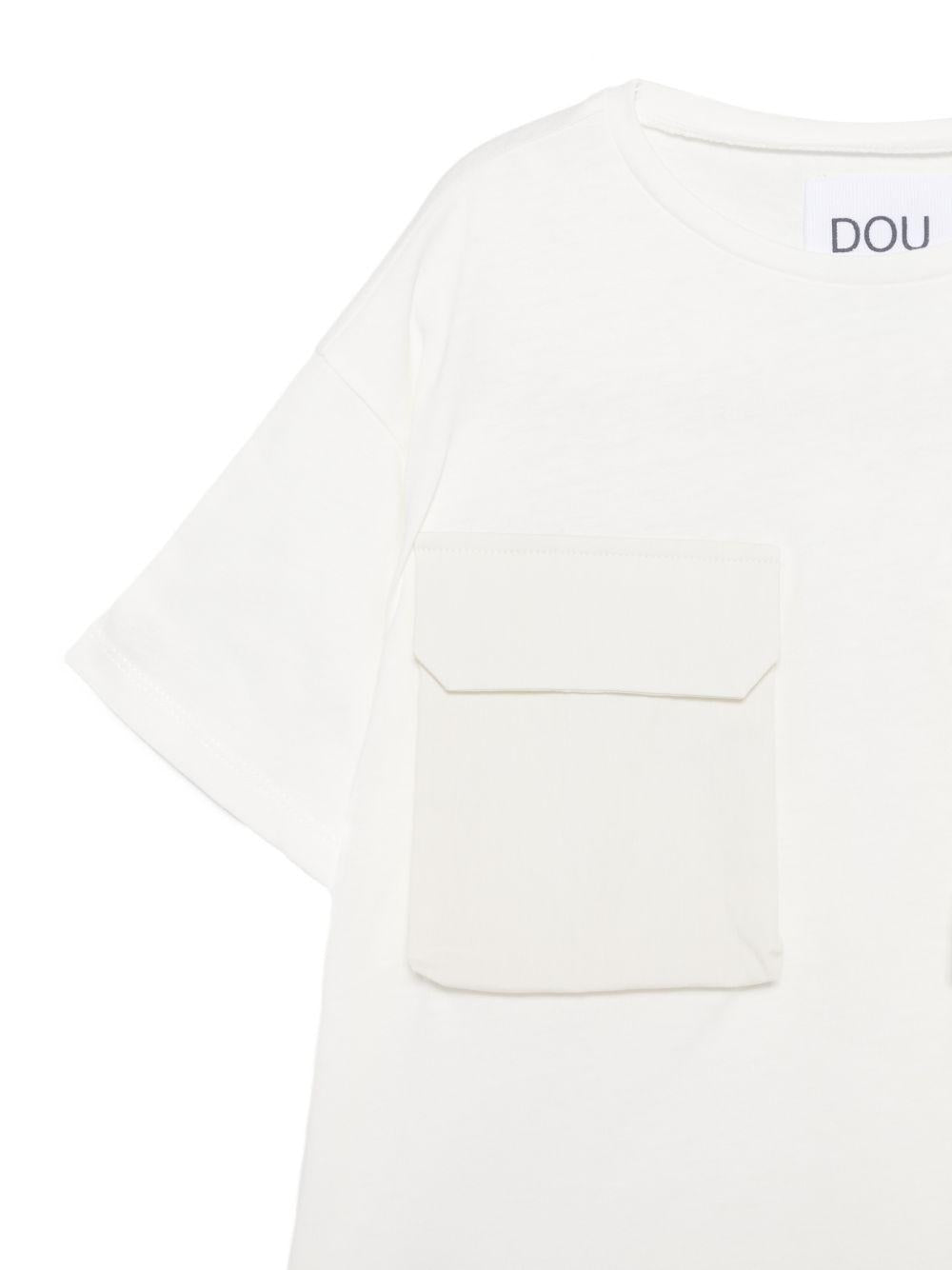T-shirt per bambino Douuod Kids bianca con tasche sul davanti DY8P41 Z3708 101 DOUUOD