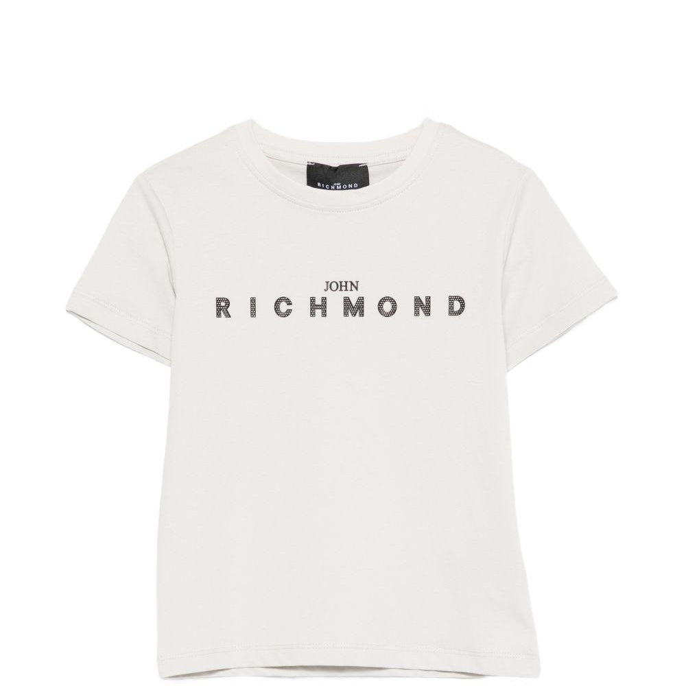T-shirt per bambino John Richmond Junior bianca con dettaglio logo RBP26008TS BLUE VAPOR JOHN RICHMOND KIDS