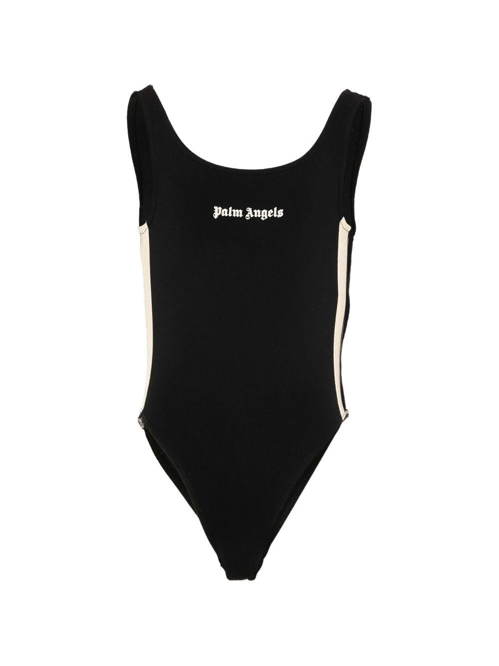Body per bambina Palm Angels Kids nero con logo sul davanti PGBD00CS26FLE001 110 PALM ANGELS KIDS