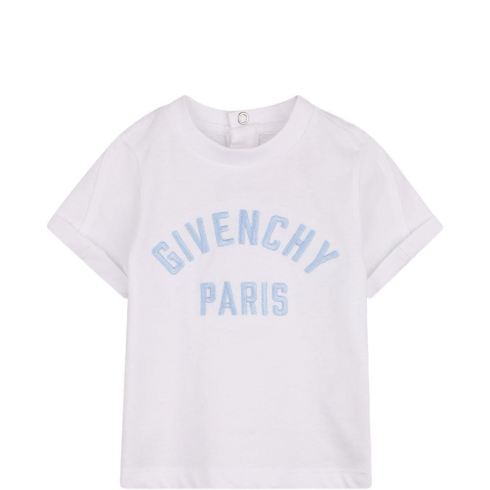 T-shirt per neonato Givenchy Kids bianca con ricamo logo H31230 10P GIVENCHY KIDS