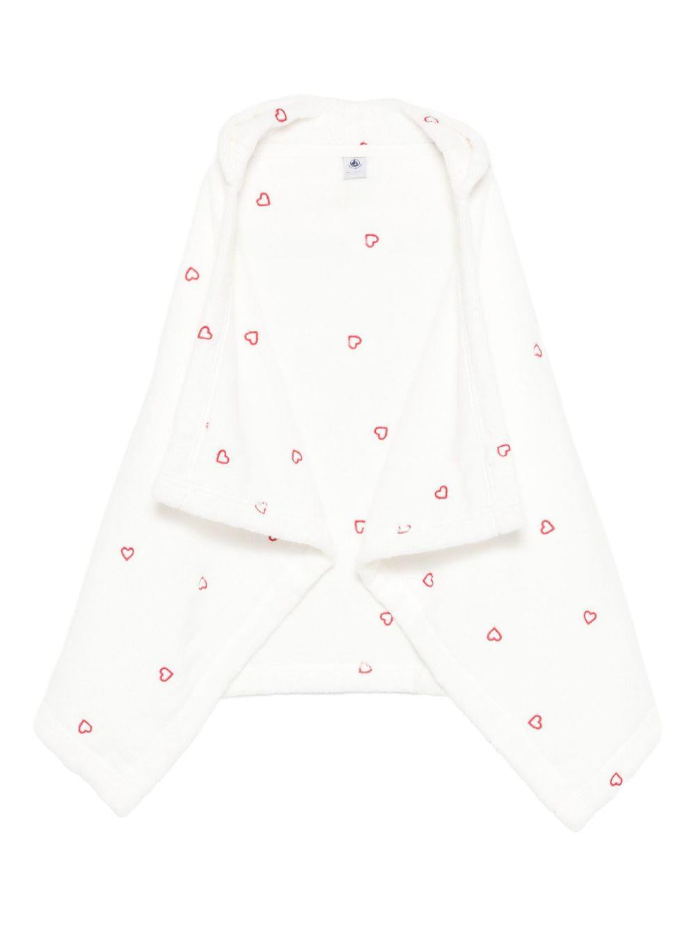 Accappatoio per bambini Petit Bateau bianco con stampa a cuori all-over A0DXK 85 PETIT BATEAU KIDS