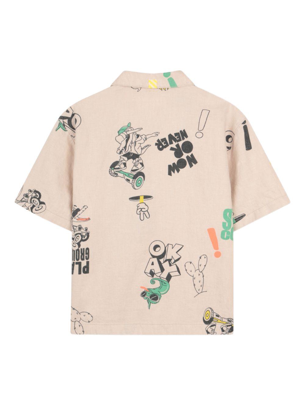 Camicia per bambino Billieblush beige con stampa grafica all-over U21686 130 BILLIEBLUSH KIDS