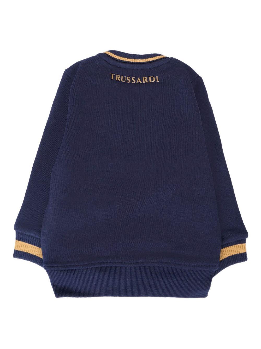 Felpa per neonato Trussardi Junior blu con bordi a coste TIA25080FE PEACOAT TRUSSARDI JUNIOR