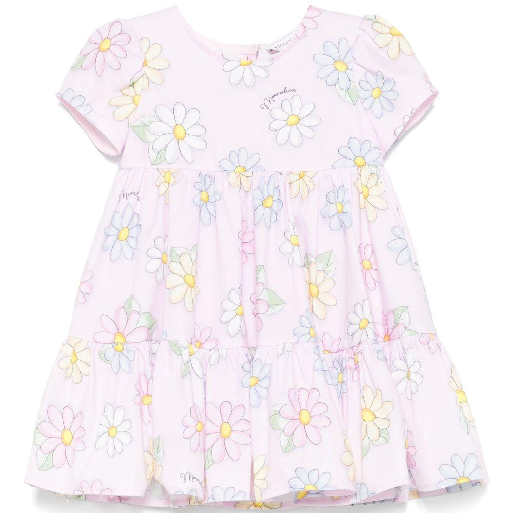 Abito per neonata Monnalisa rosa con stampa a fiori all-over 31E911 5663 0090 MONNALISA