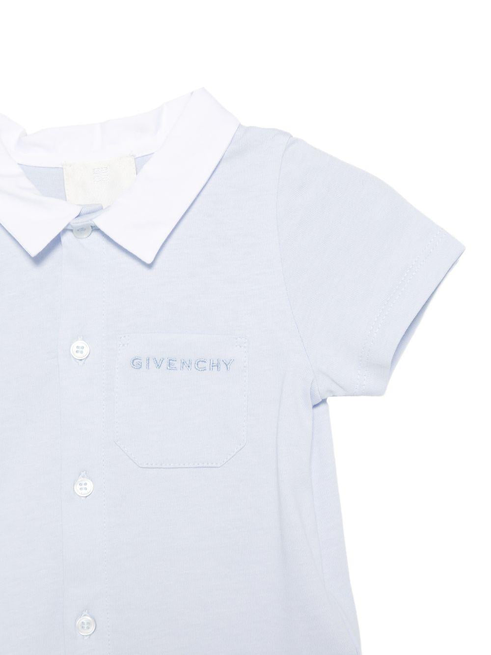 Set tutina e cappellino per neonato Givenchy Kids azzurro con colletto H31253 771 GIVENCHY KIDS