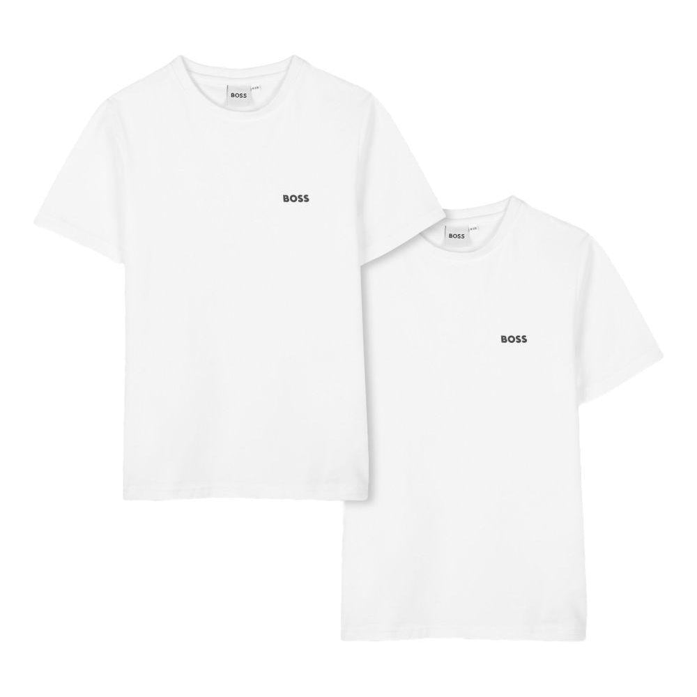 Set di due t-shirt per bambino Boss Kids bianche con logo sul davanti J52680 10P BOSS KIDS