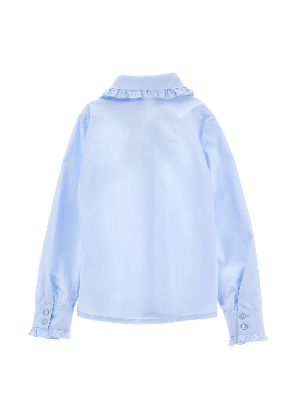 Camicia per bambina Monnalisa Kids azzurra con colletto con ruches 18HANA 8153 5856 MONNALISA KIDS