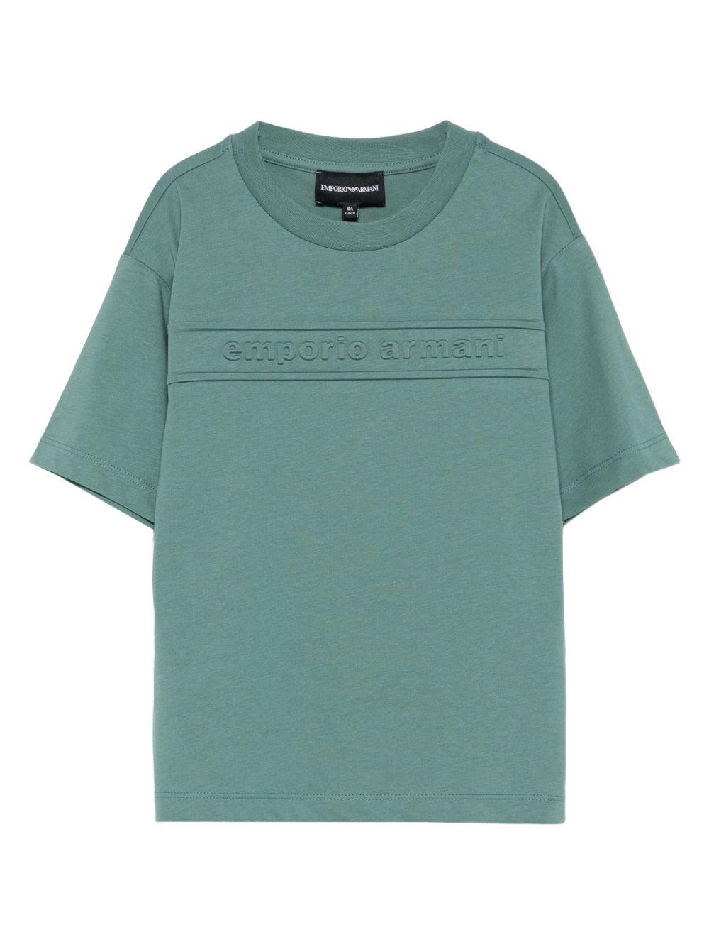 T-shirt per bambino Emporio Armani Kids verde con logo in rilievo EB000500 AF14503 U7317 EMPORIO ARMANI KIDS