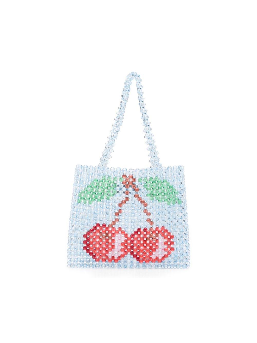 Borsa per bambina Konges Slojd azzurra con perline di cilegio KS104724 CHERRY KONGES SLOJD
