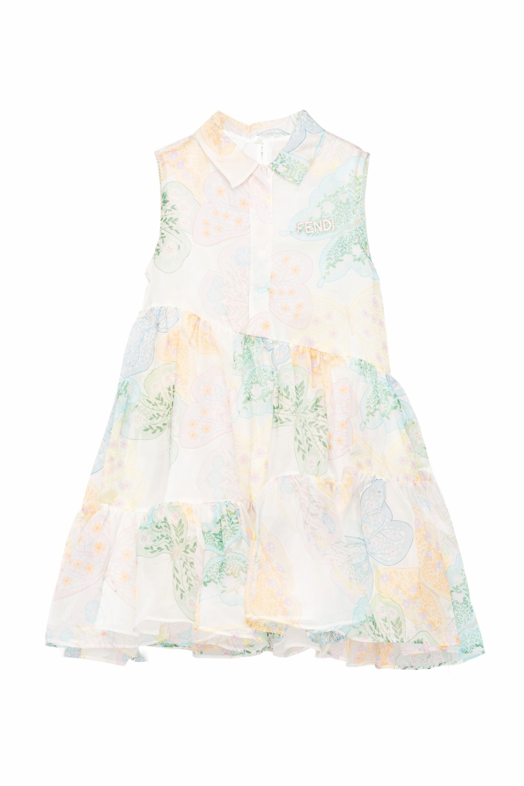 Abito per bambina Fendi Kids bianco con stampa floreale JFB862 AVWJ F0ZA0 FENDI KIDS