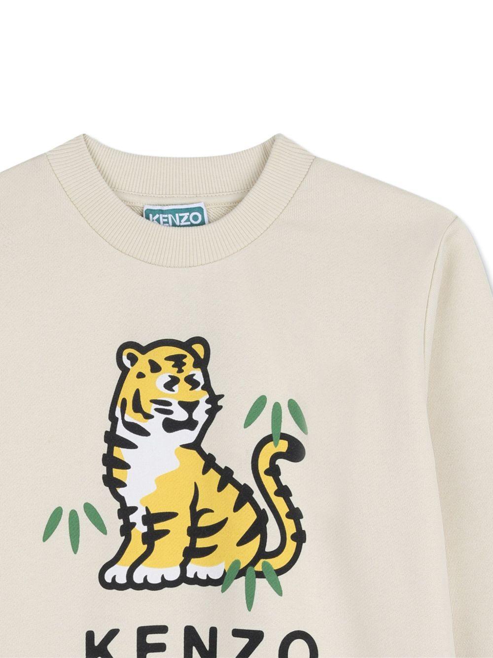 Felpa per bambino Kenzo Kids beige con stampa tigre sul davanti K61879 255 KENZO KIDS