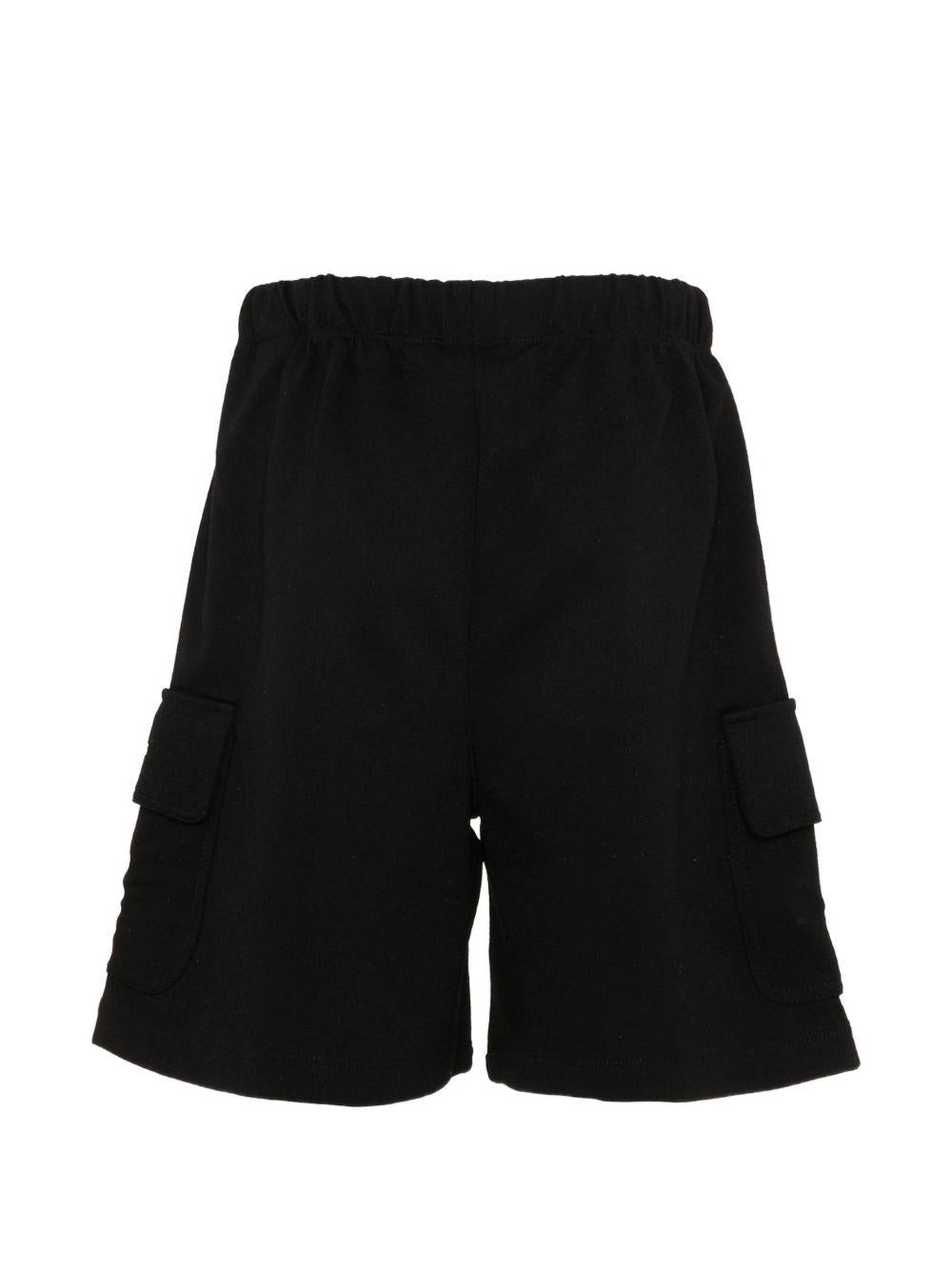 Shorts per bambino Palm Angels nero con tasche e dettagli a righe PBCL004S26FLE001 110 PALM ANGELS KIDS