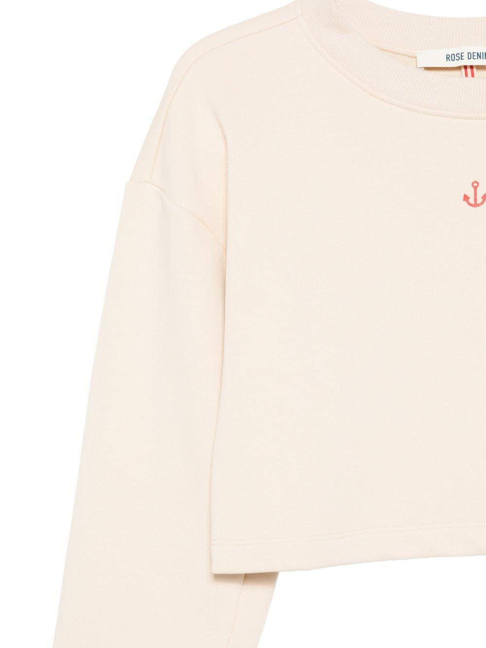 Felpa per donna Rose x Merci beige con dettaglio ancora R010 CREAM ROSE