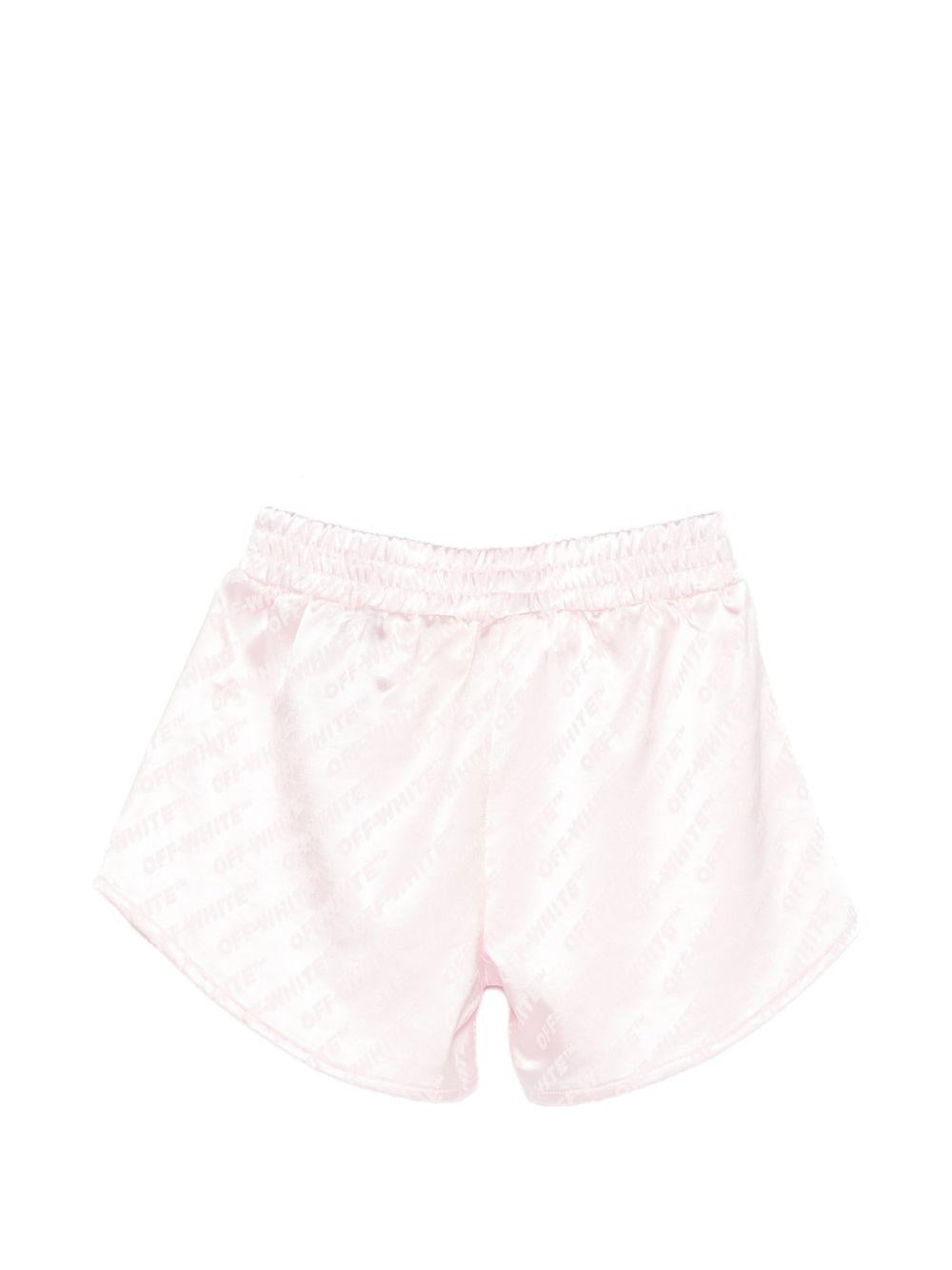 Shorts per bambina Off-White Kids rosa con stampa logo 44GCB009S26F002 683 OFF WHITE KIDS