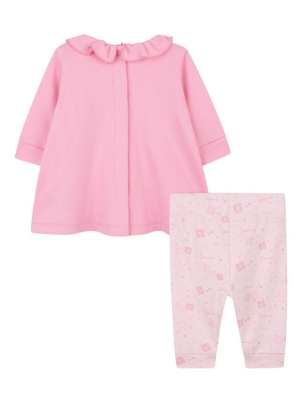 Set completo sportivo t-shirt e pantaloni Givenchy Kids rosa con dettaglio ruches H30870 465 GIVENCHY KIDS