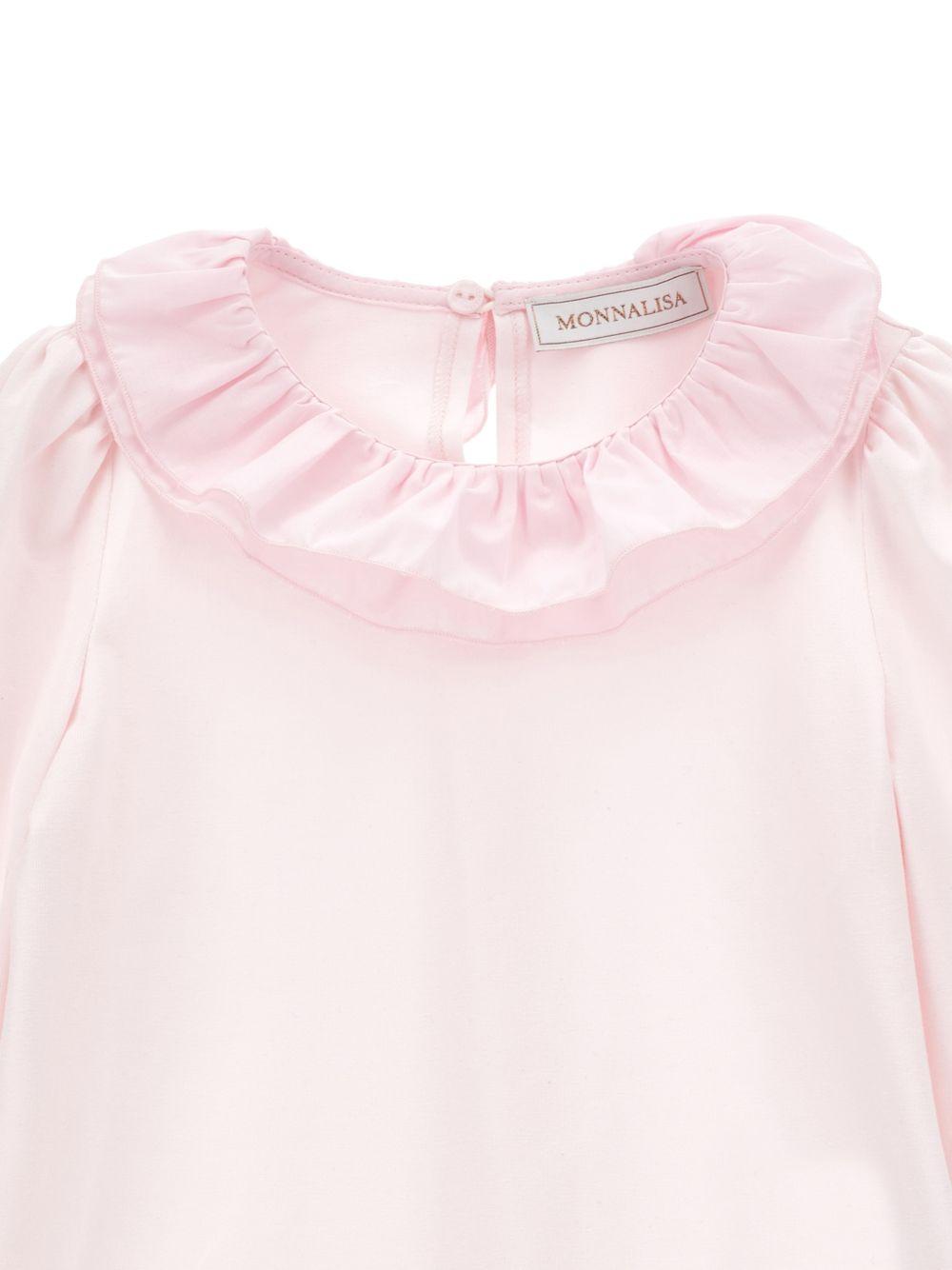 T-shirt per bambina Monnalisa Kids rosa con colletto con ruches 17H603 8201 0091 MONNALISA KIDS