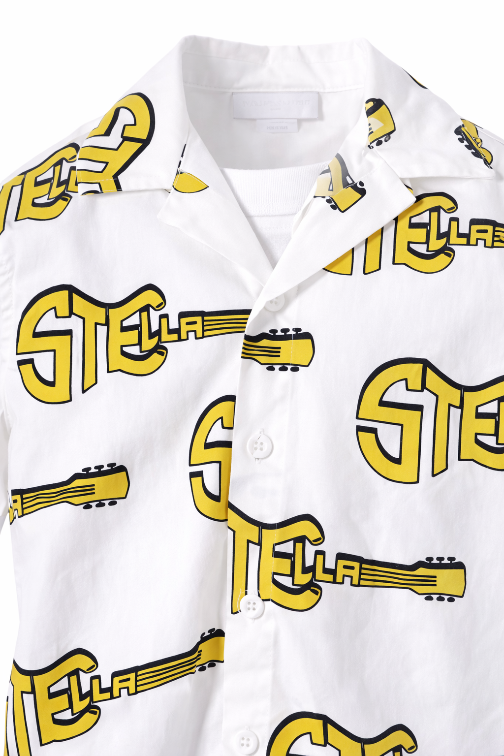 Camicia per bambino Stella McCartney Kids bianca con stampo logo chitarra TY5P01 Z3542 101MC STELLA McCARTNEY KIDS