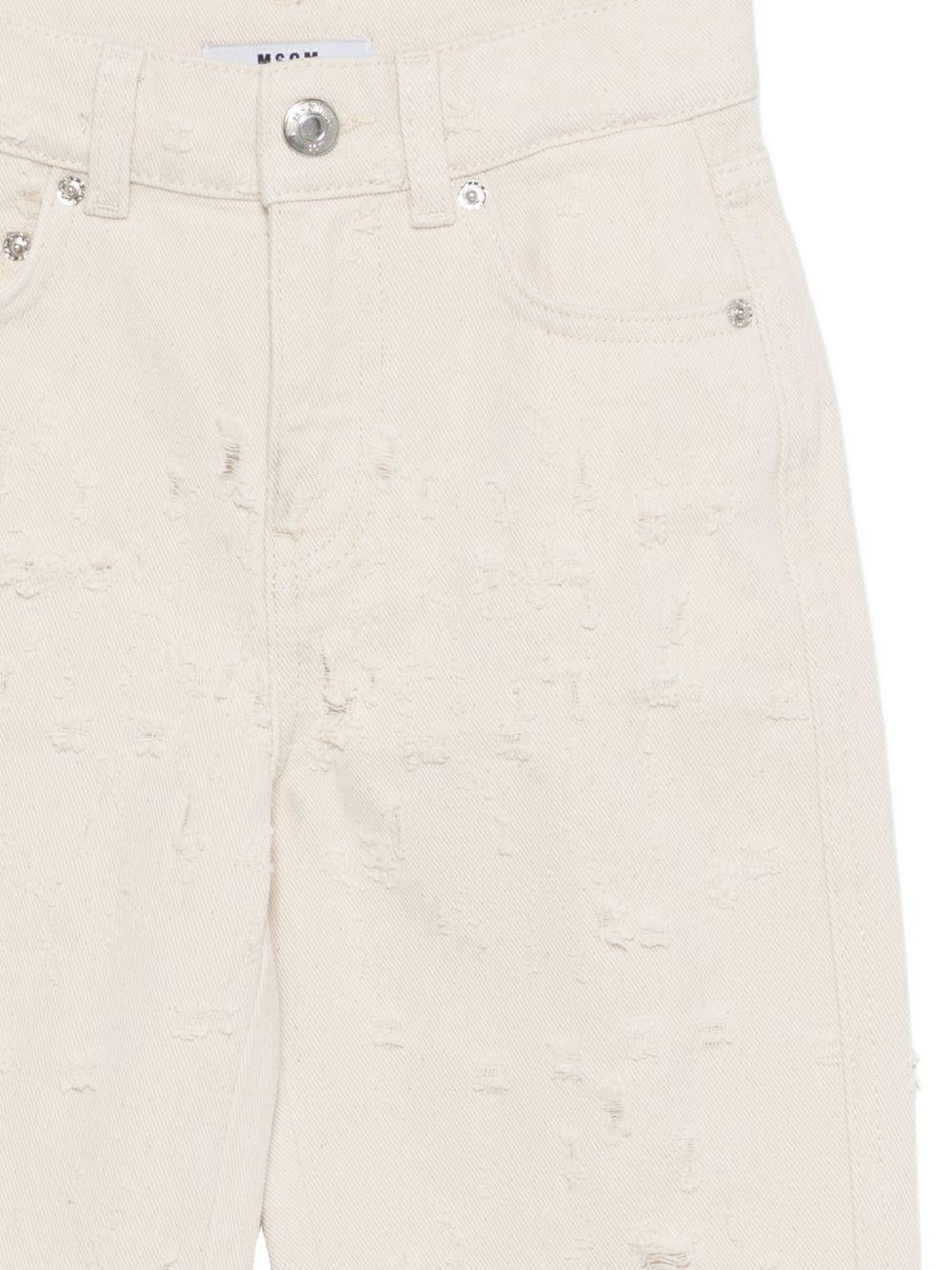 Jeans per bambino MSGM Kids beige con design a cinque tasche S6MSJBDP149 013 MSGM KIDS