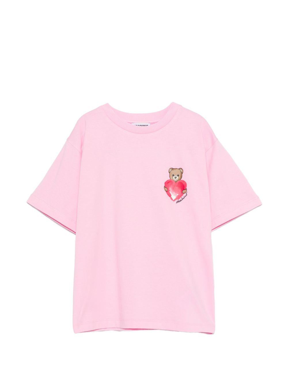T-shirt per bambina Moschino Kids rosa con stampa Teddy Bear HDM076LBA00 51473 MOSCHINO KIDS