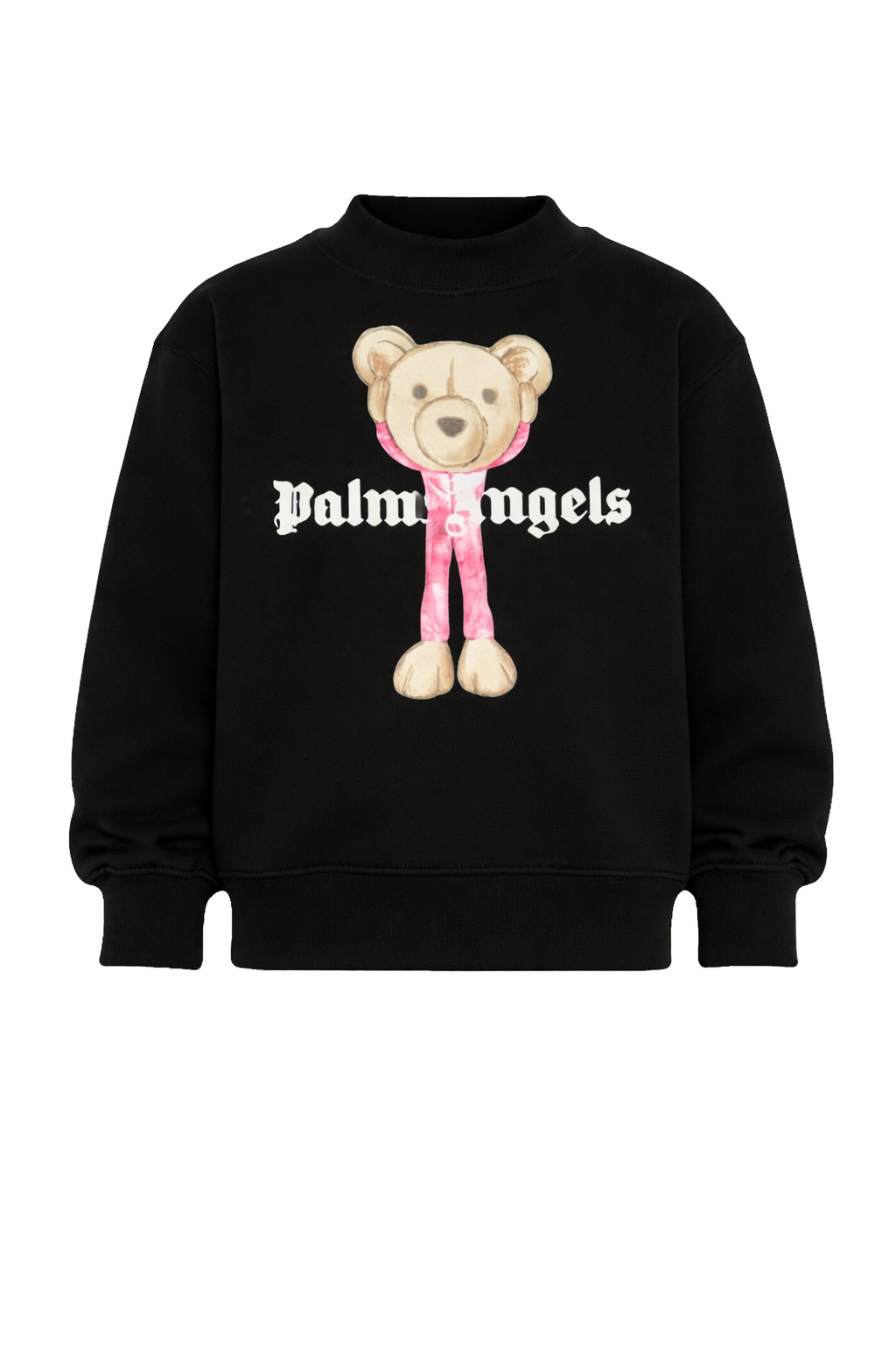 Felpa per bambina Palm Angels Kids nera con stampa logo sul davanti PGBA013S26FLE00A 110 PALM ANGELS KIDS