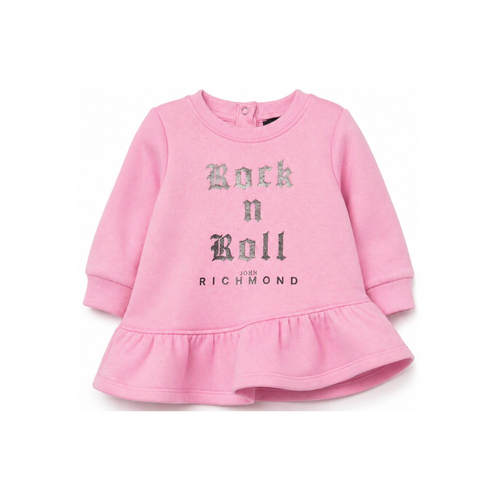 Abito per neonata John Richmond Kids rosa con dettaglio con volant RIA26100VE PINK BEGONIA JOHN RICHMOND KIDS